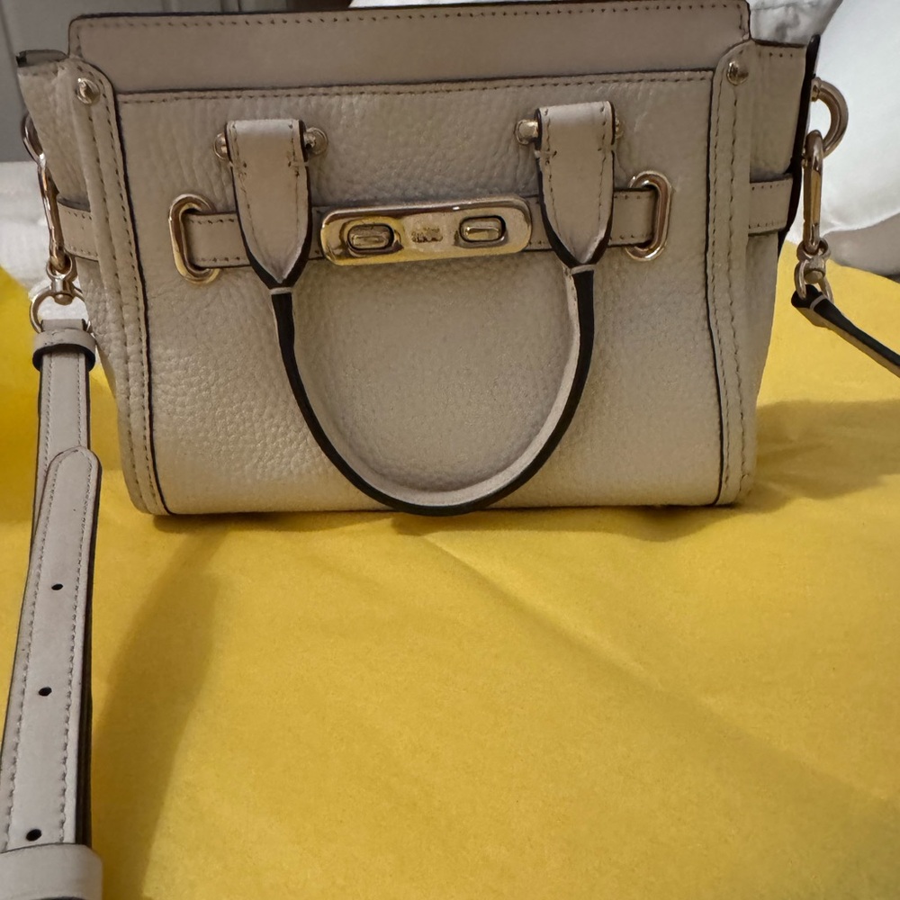 Coach Cream Satchel with Gold Accents